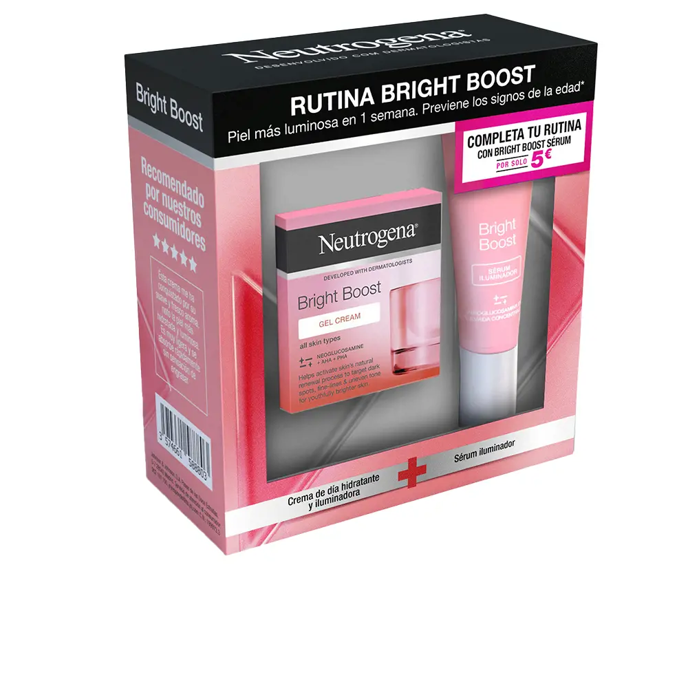 NEUTROGENA BRIGHT BOOST CREAM GEL LOT 2 pcs BRIGHT BOOST facial gel cream 50 ml + BRIGHT BOOST facial serum 30 ml