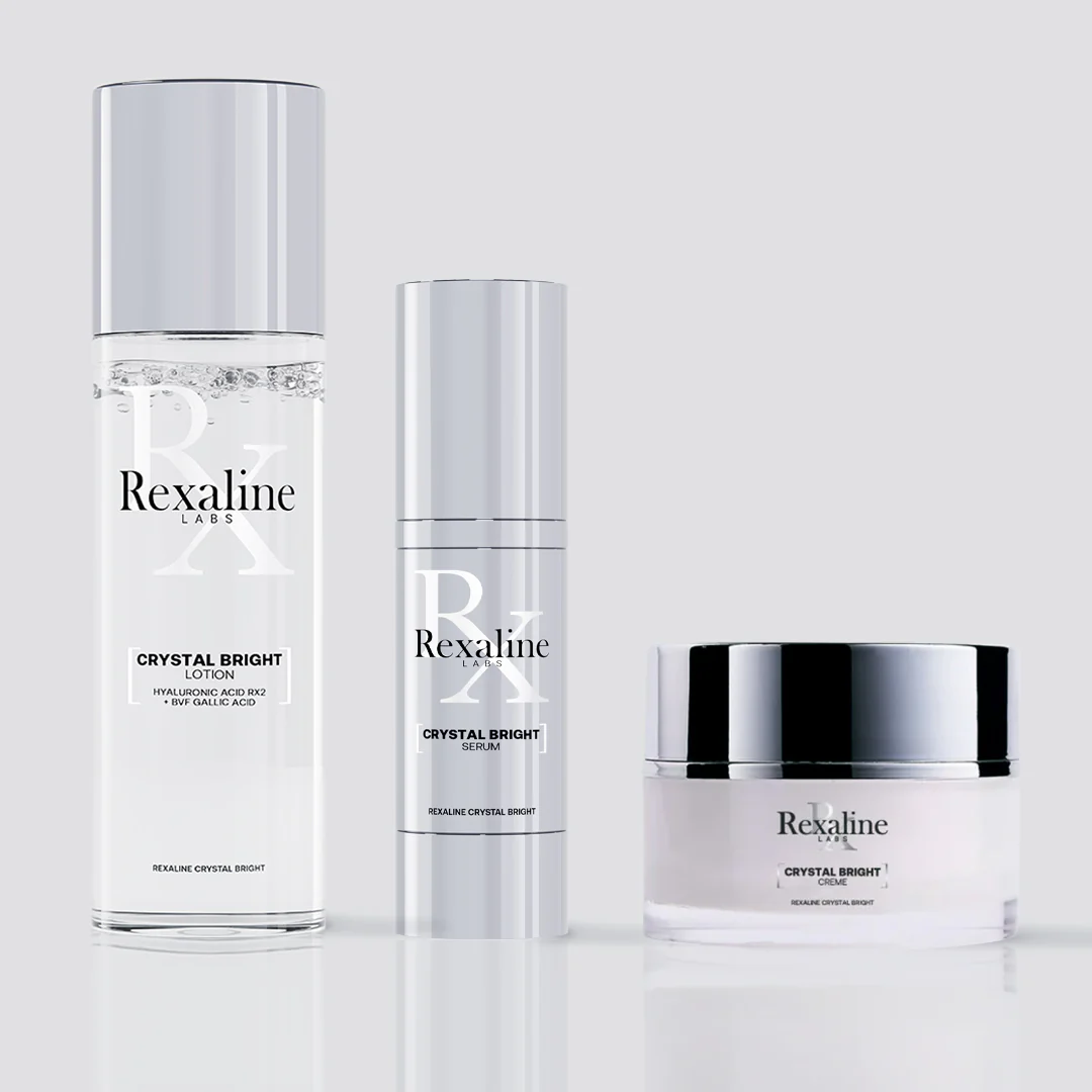 REXALINE CRYSTAL BRIGHT CASE 4 pcs Facial cream 50 ml + Facial lotion 50 ml + Facial serum 10 ml + Toiletry bag