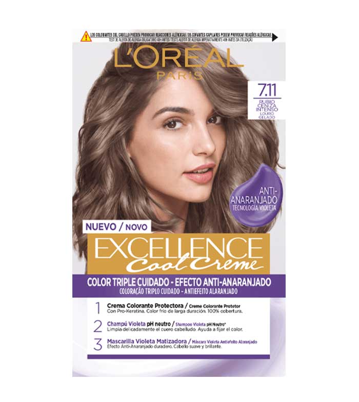 Loreal Paris - Color Excellence Cool Creme - 7.11 Intense Ash Blonde 192ml