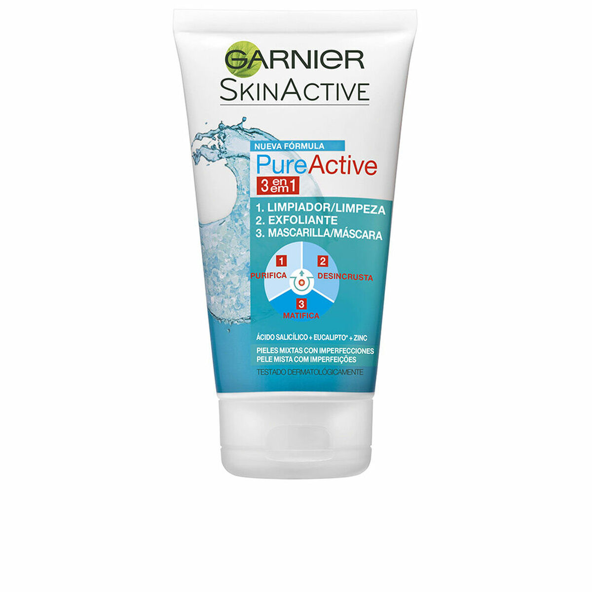 GARNIER PURE ACTIVE 3 en 1 Τζελ καθαρισμού λιπαρής επιδερμίδας 150 ml