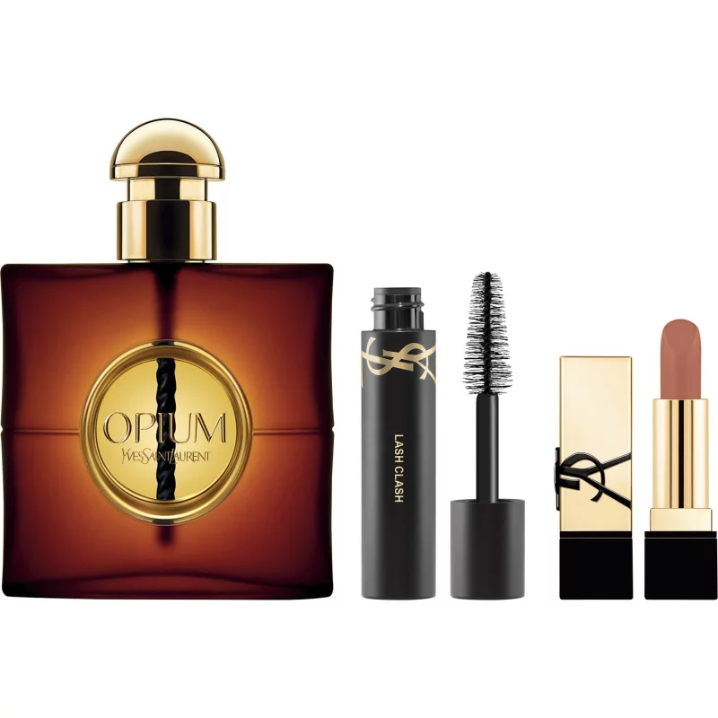 YSL Opium Pour Femme Giftset Edp Spray 90ml/Lipstick 1,3gr/Mascara 2ml/Pouch   set x 93.3 ml