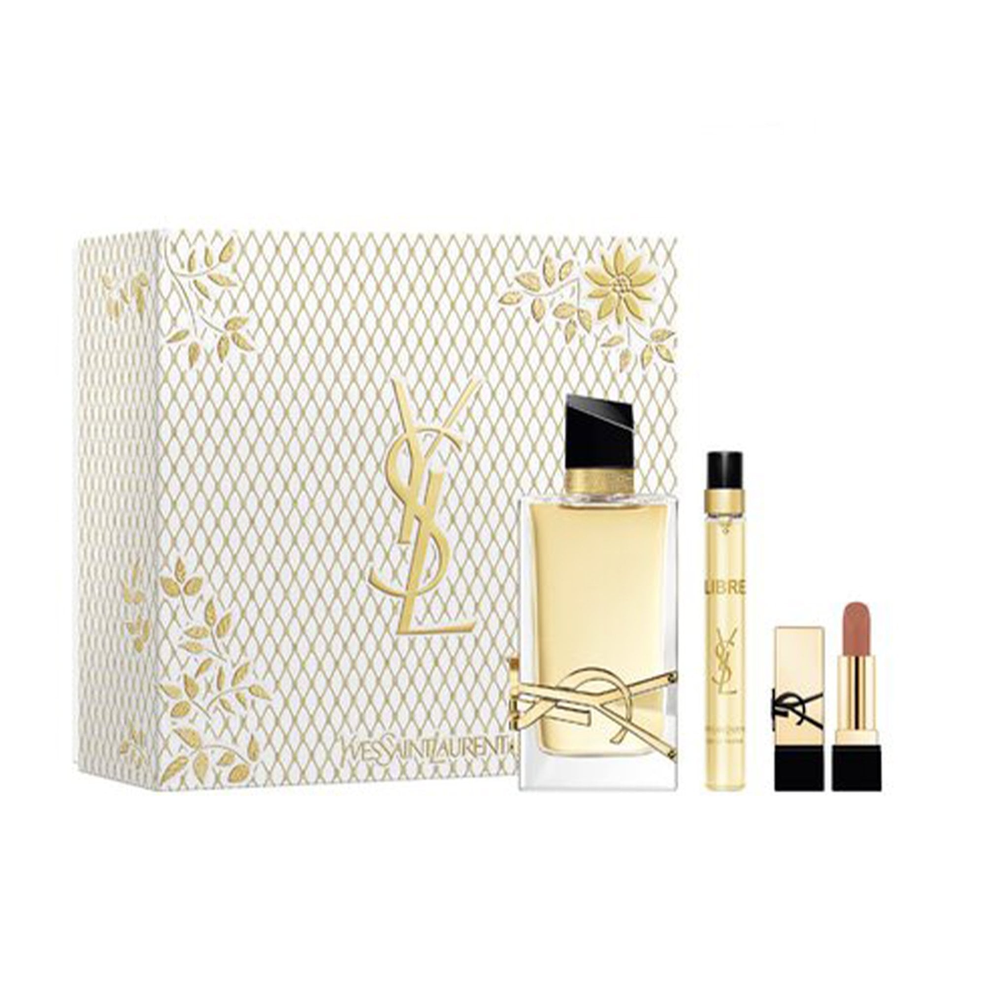 YSL Libre Giftset Edp Spray 90 ml / Edp Travel Spray 10 ml / Mini Lipstick Rouge Pur Couture 1.3 g   set x 101 ml