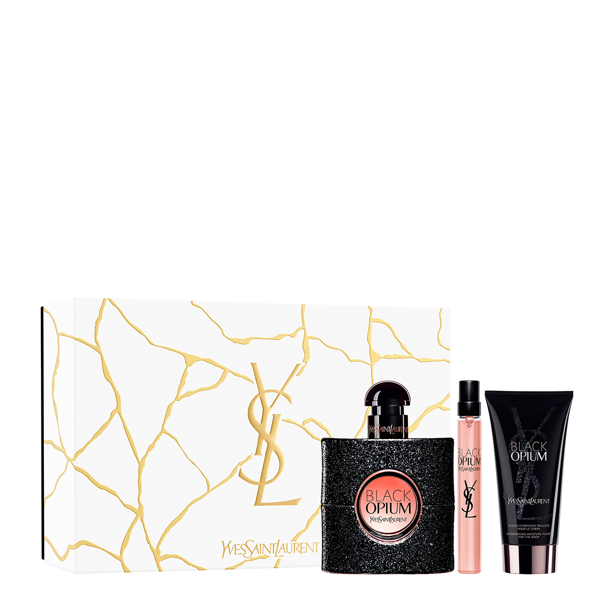 YSL Black Opium Giftset Edp Spray 50ml/Edp Spray 10ml/Body Lotion 50ml   set x 110 ml