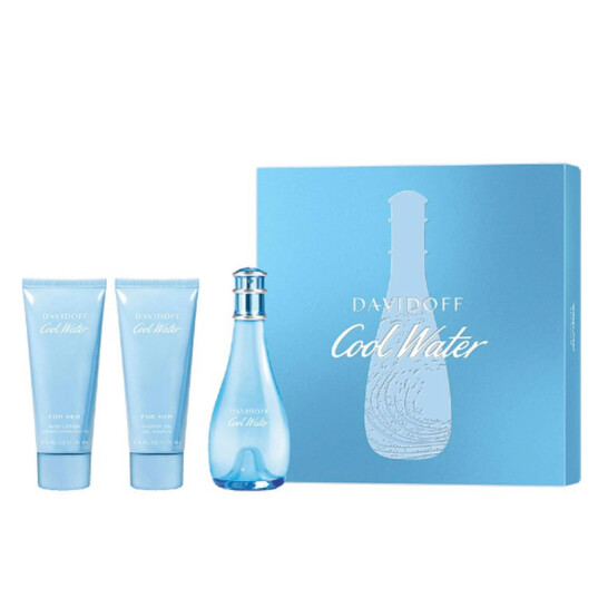 Davidoff Cool Water Woman Giftset Edt Spray 100ml/Body Lotion 75ml/Shower Gel 75ml   set x 250 ml