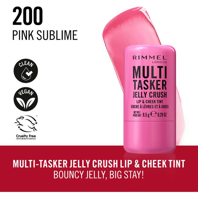 RIMMEL LONDON MULTITASKER JELLY CRUSH blush and lipstick stick #200-Pink Sublime 8.5 gr