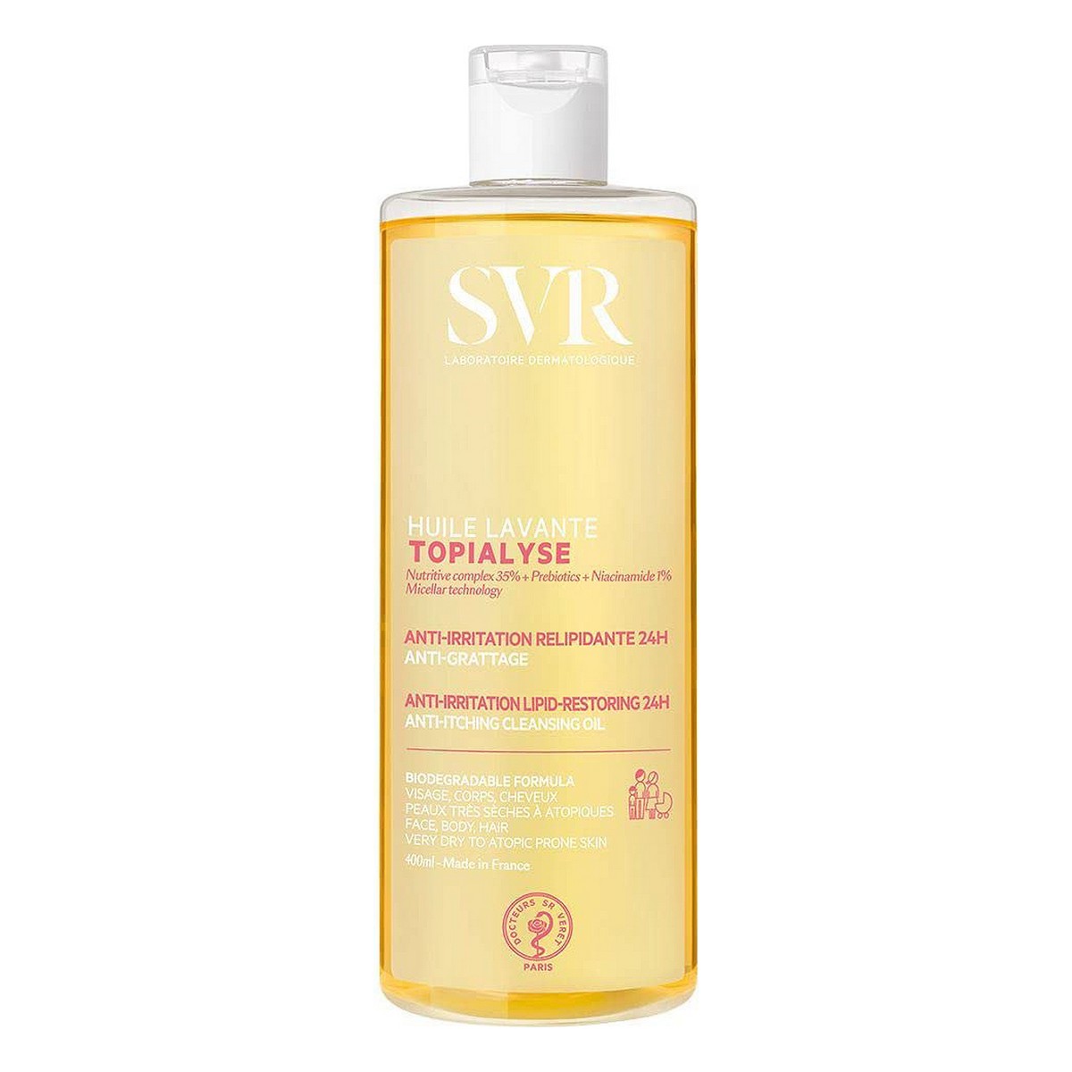 SVR Laboratoire Dermatologique Topialyse Face and Body Emulsifying Micellar Oil Wash 400ml