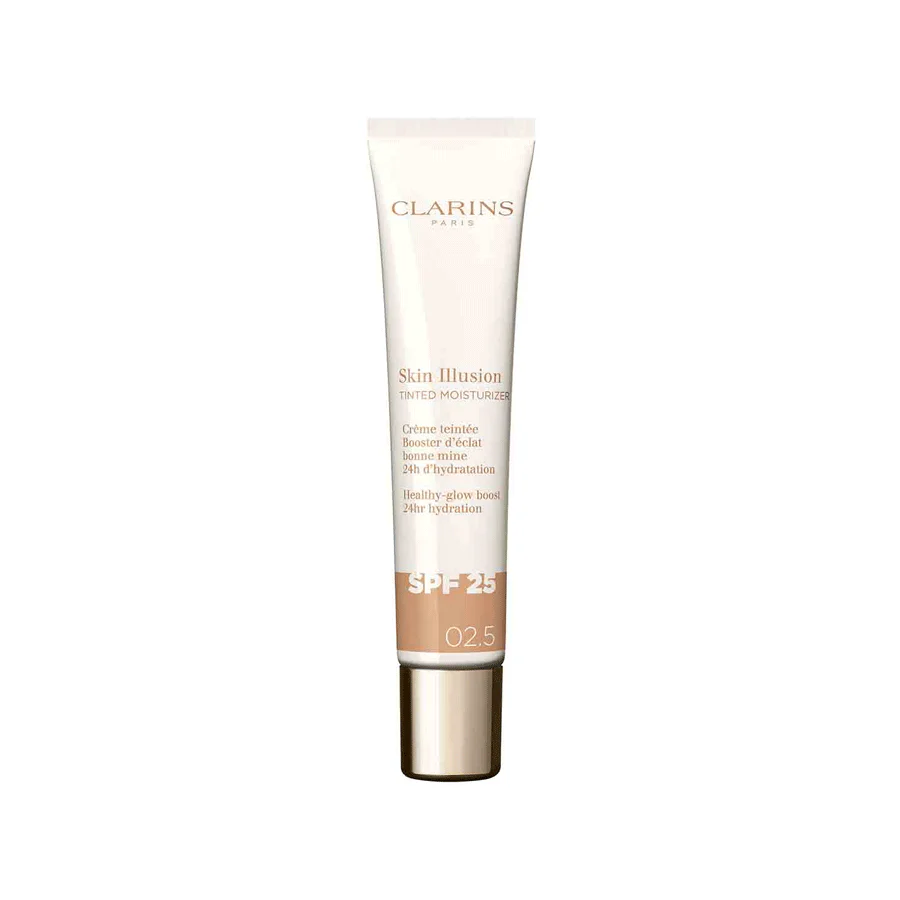 CLARINS SKIN ILLUSION TINTED MOISTURIZER anti-aging tinted glow treatment SPF 25 #02.5 40 ml