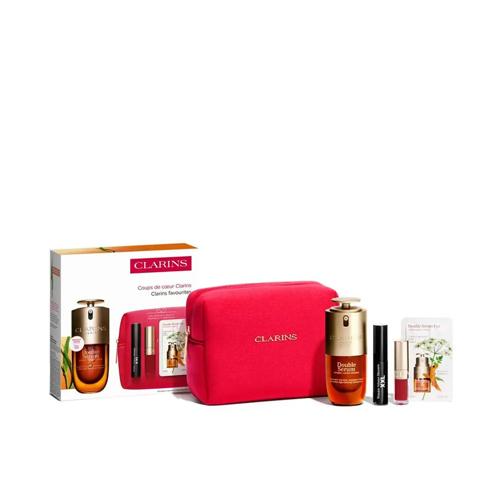 CLARINS DOUBLE SERUM CASE 4 pcs Double serum 30 ml + Mascara 3 ml + Lip oil 1.4 ml + Double eye serum 1 unit