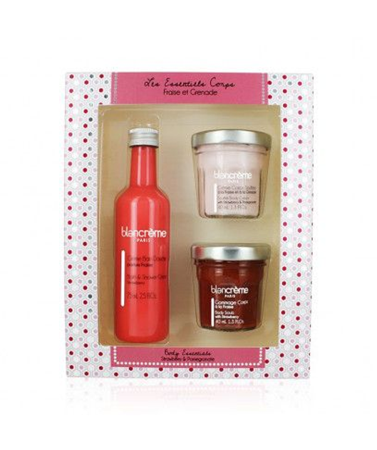 Blancreme Body Essentials Trio Set Shower Gel 75ml/Body Scrub 40ml/Body Cream 40ml - Strawberry   set x 155 ml