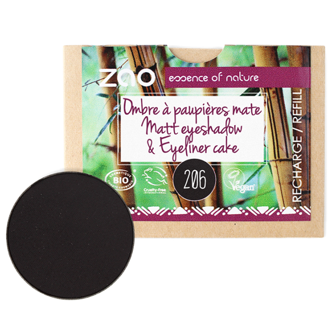 Zao Matte Eyeschadow - Refill #206 Black   3 g