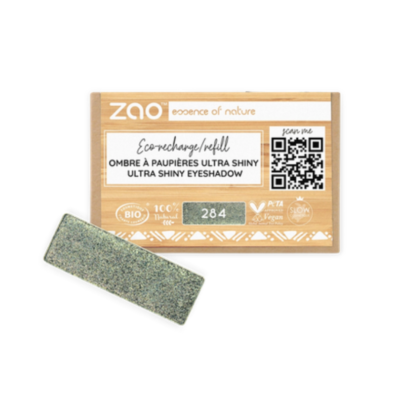 Zao Rectangle Shiny Eyeshadow - Refill #284 Vert Scarabe   1.3 g
