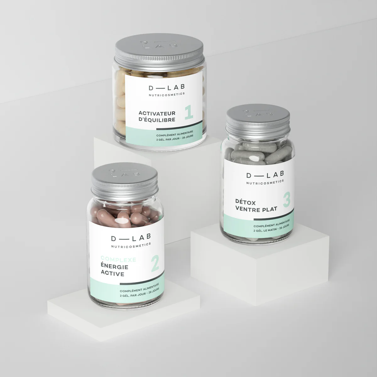 D-Lab Ventre Plat Set Complexe Energie Active 28 caps/Activateur D'Equilibre 28 caps/Detox Ventre Plat 28 caps   set x 3 piece
