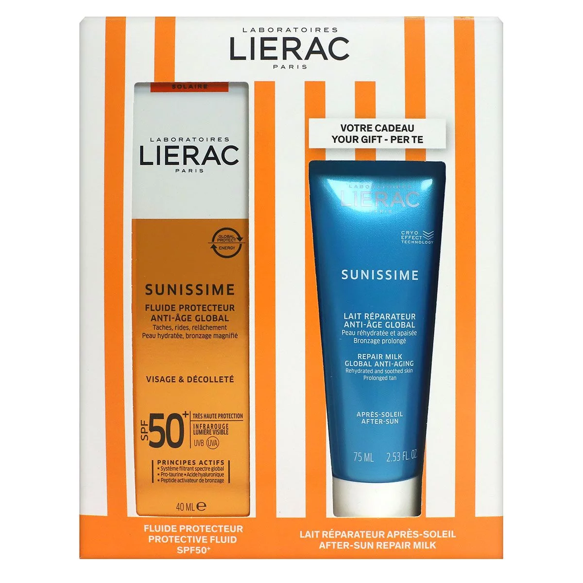 Lierac Sunissime Protective SPF50+ Age Set Face Fluid 40ml/After Sun Milk 75ml   set x 115 ml