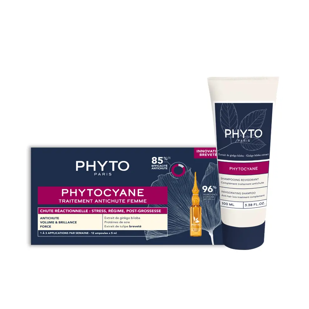 PHYTO PHYTOCYANE REACTION ANTI-FALL TREATMENT WOMEN LOT 2 pcs