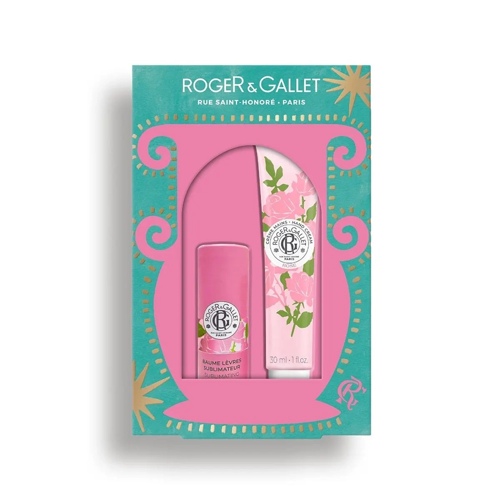 ROGER & GALLET ROSE LIP BALM + HAND CREAM SET 2 pcs