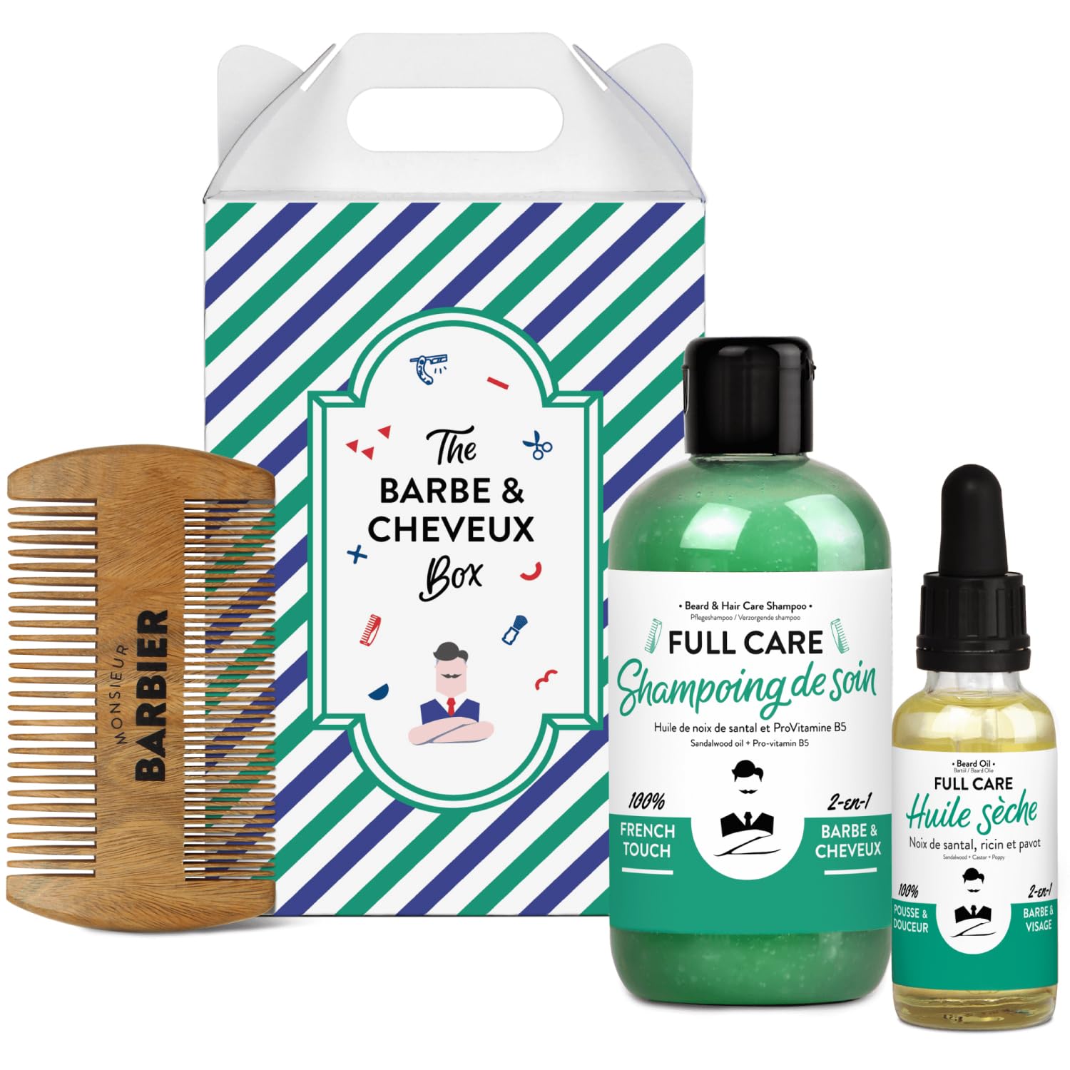 Monsieur Barbier The Hair & Beard Box Shampoo 250ml/Beard Oil 30ml/Comb   set x 280 ml