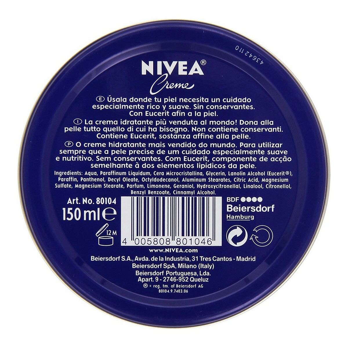 NIVEA LATA blue crema 150 ml