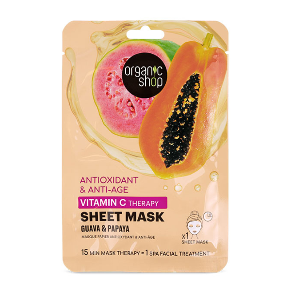 Organic Shop Antioxidant & Anti-Aging Vitamin C Sheet Mask Guava & Papaya   25 g