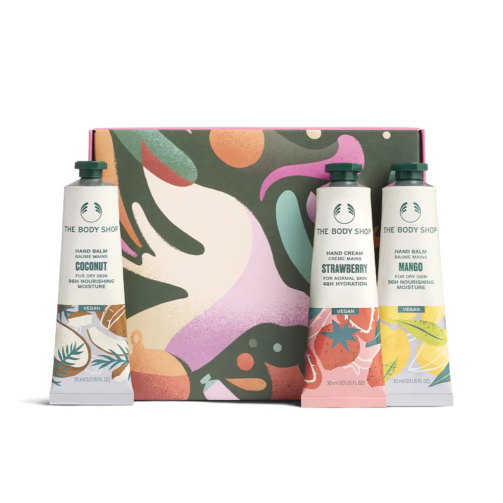 THE BODY SHOP HAND CARE TRIO CASE 3 pcs 2 hand balms 30 ml + hand cream 30 ml