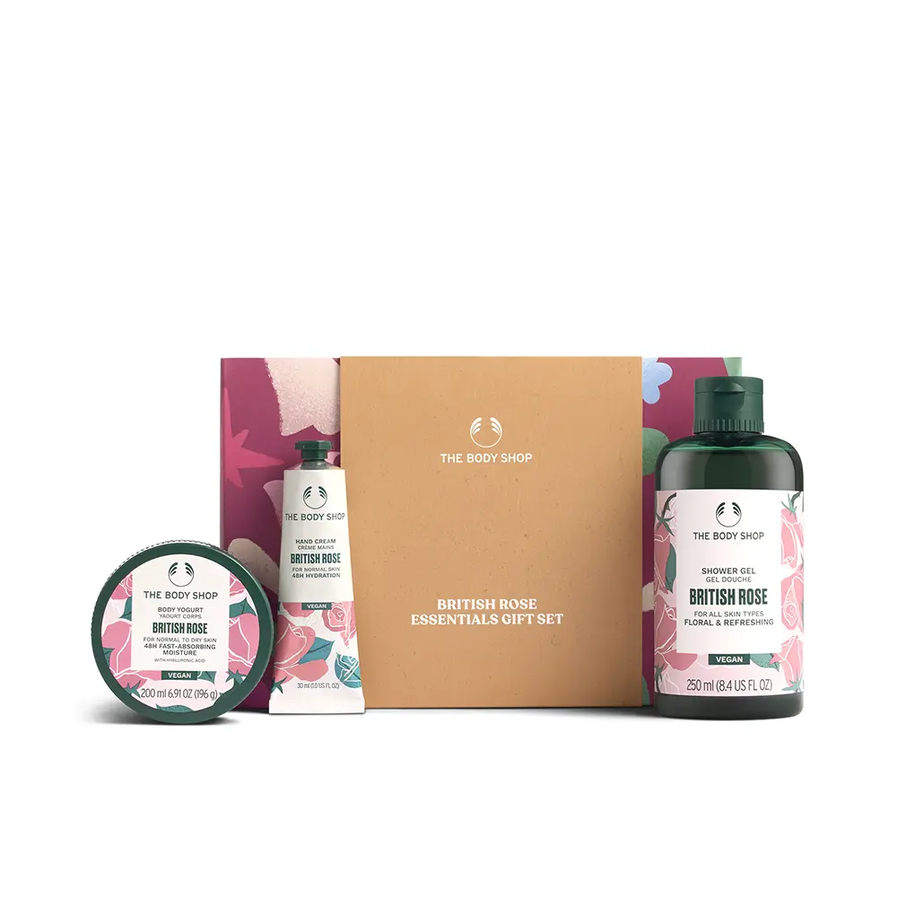 THE BODY SHOP SMALL BRITISH ROSE set 3 pcs Body yogurt 200ml + hand cream 30ml + shower gel 250ml