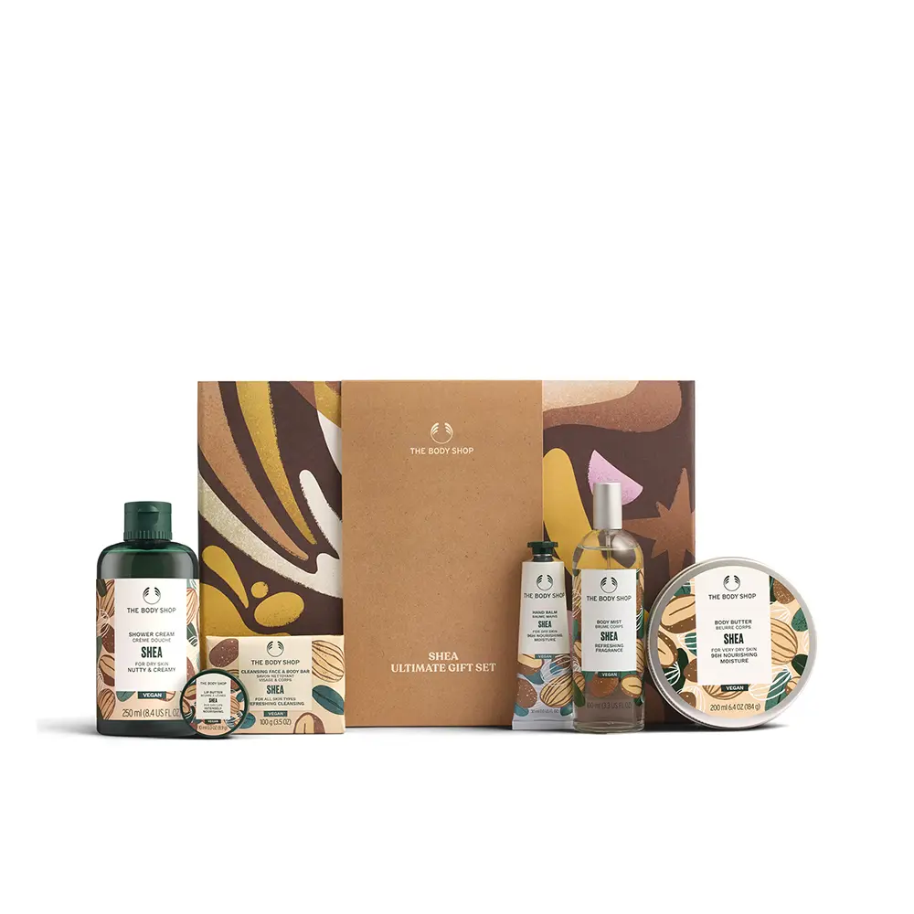 THE BODY SHOP LARGE SHEA set 6 pcs Shower cream 250ml + lip balm 10ml + face and body cleanser 100g + hand balm 30ml + body mist 100ml + body butter 200ml