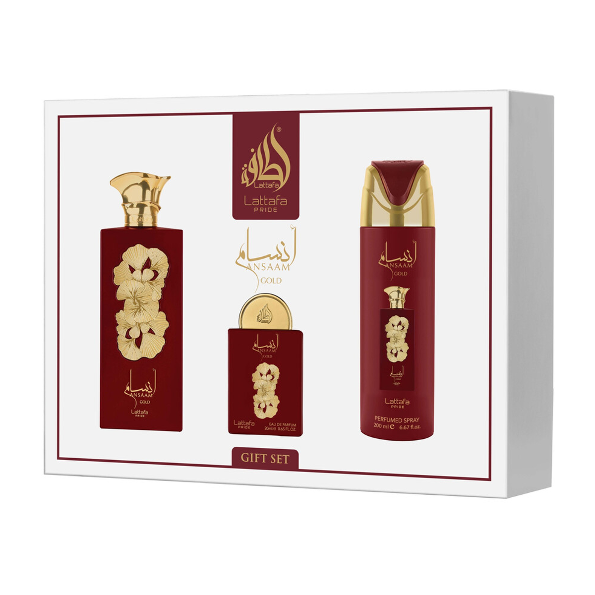 Lattafa Pride Ansaam Gold U Set - EdP 100 + deo spr 200 + EdP 20 ml + atomizer
