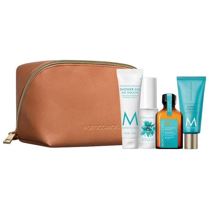 Moroccanoil Body Travel SetOil Treatment 25ml/Hair & Body Mist 30ml/Hand Cream 40ml/Shower Gel Sample 30ml/Bag   set x 125 ml