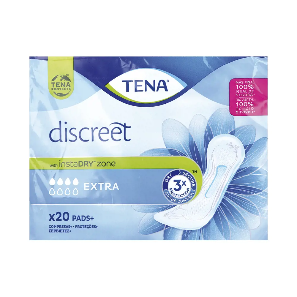 Tena Discreet Extra Γυναικείες Σερβιέτες Ακράτειας Κανονικής Ροής 4 Σταγόνες 20τμχ