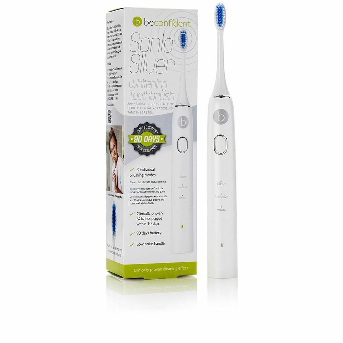 BECONFIDENT SONIC SILVER electric whitening toothbrush #white/silver