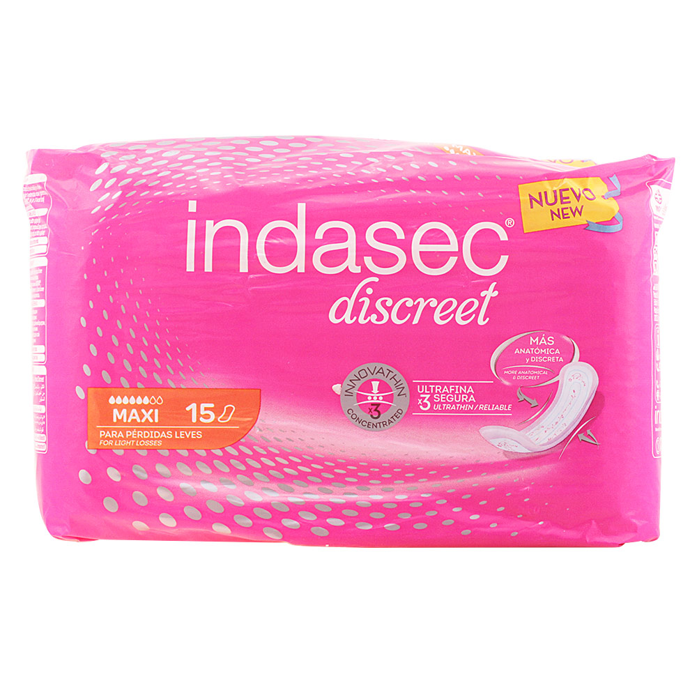 INDASEC DISCREET maxi incontinence pads 15 units