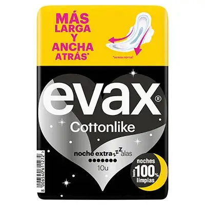EVAX EVAX COTTONLIKE extra winged night pads 10 units