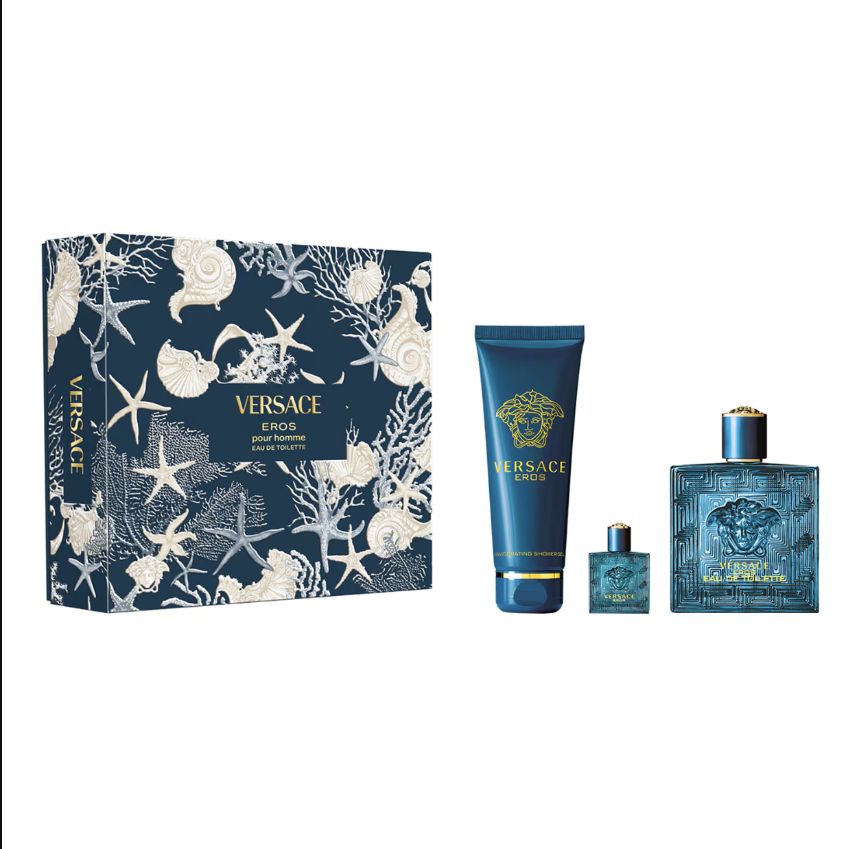 Versace Eros Pour Homme Giftset Perfume Spray 100ml/Perfumed Shower Gel 150ml/Perfume 5 ml   set x 255 ml