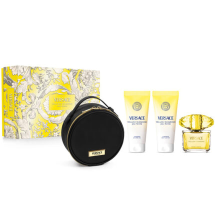 Versace Yellow Diamond Giftset Edt Spray 90ml/Bath & Shower Gel 100ml/Body Lotion 100ml/Make-Up Case   set x 290 ml
