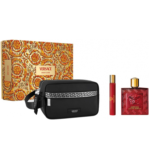 Versace Eros Flame M Set - EdP 100 ml + EdP 10 ml + black trousse