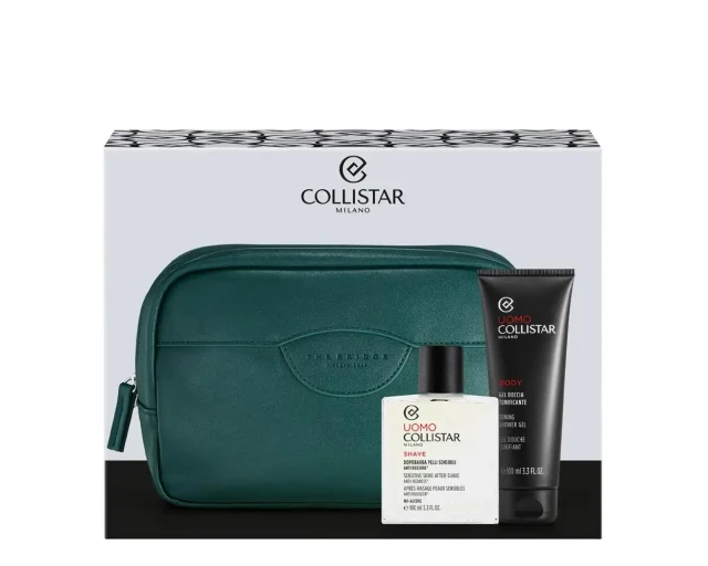 Collistar Uomo Set Aftershave Sensitive Skin 100 ml / Mini Toning Shower Gel 100 ml / Pouch   set x 200 ml