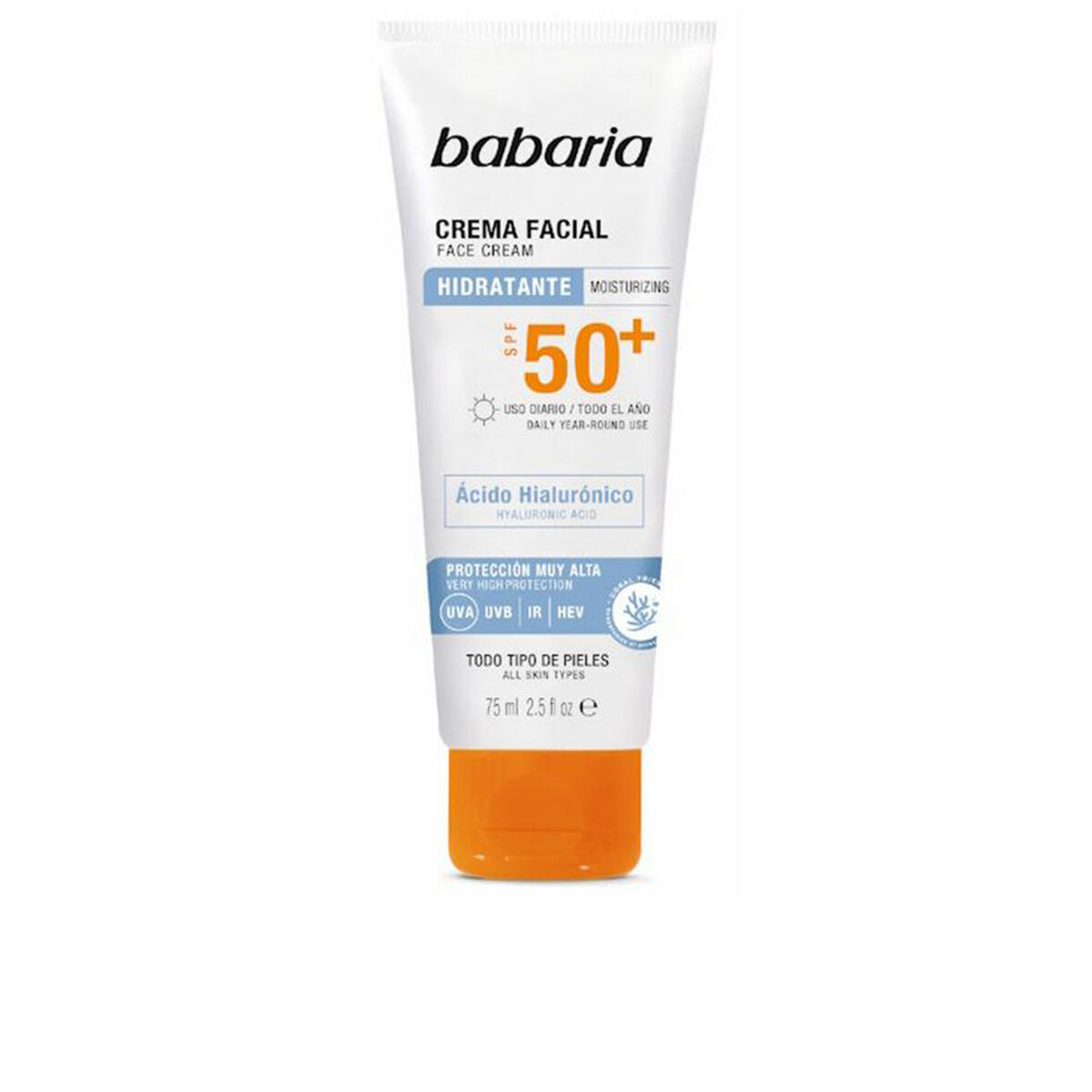 BABARIA SOLAR HYALURONIC ACID facial cream SPF50+ 75 ml