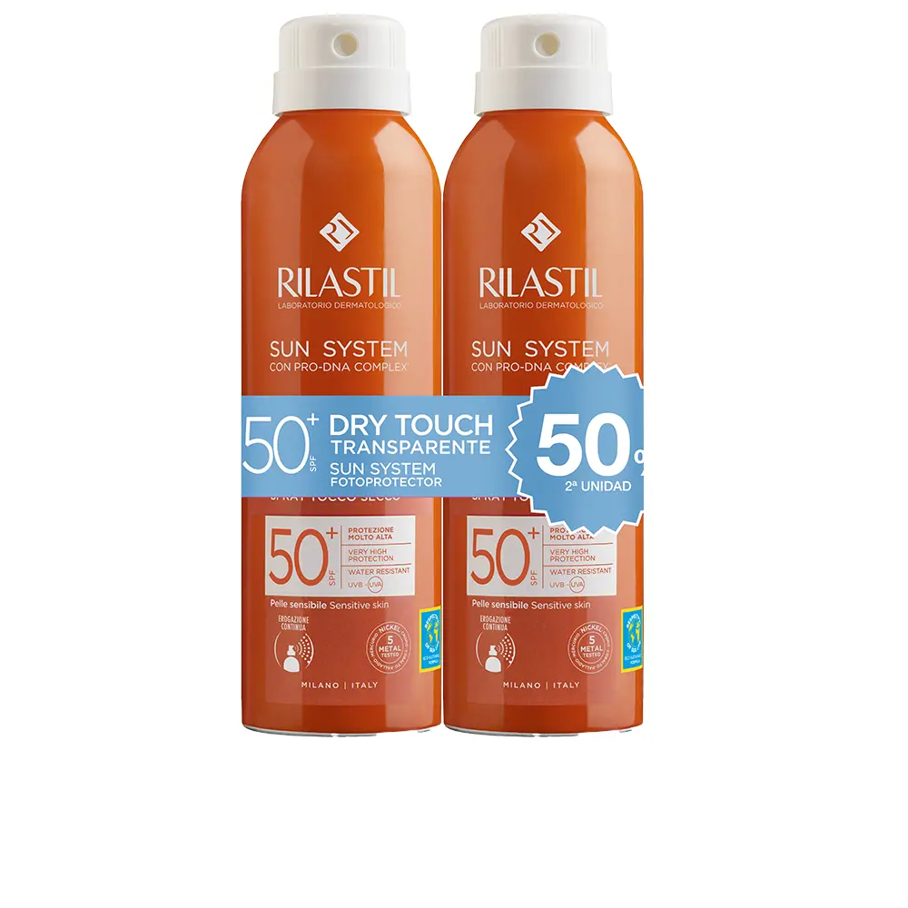 RILASTIL SUN SYSTEM SPF50+ spray transparent dry touch pack 2 x 200 ml