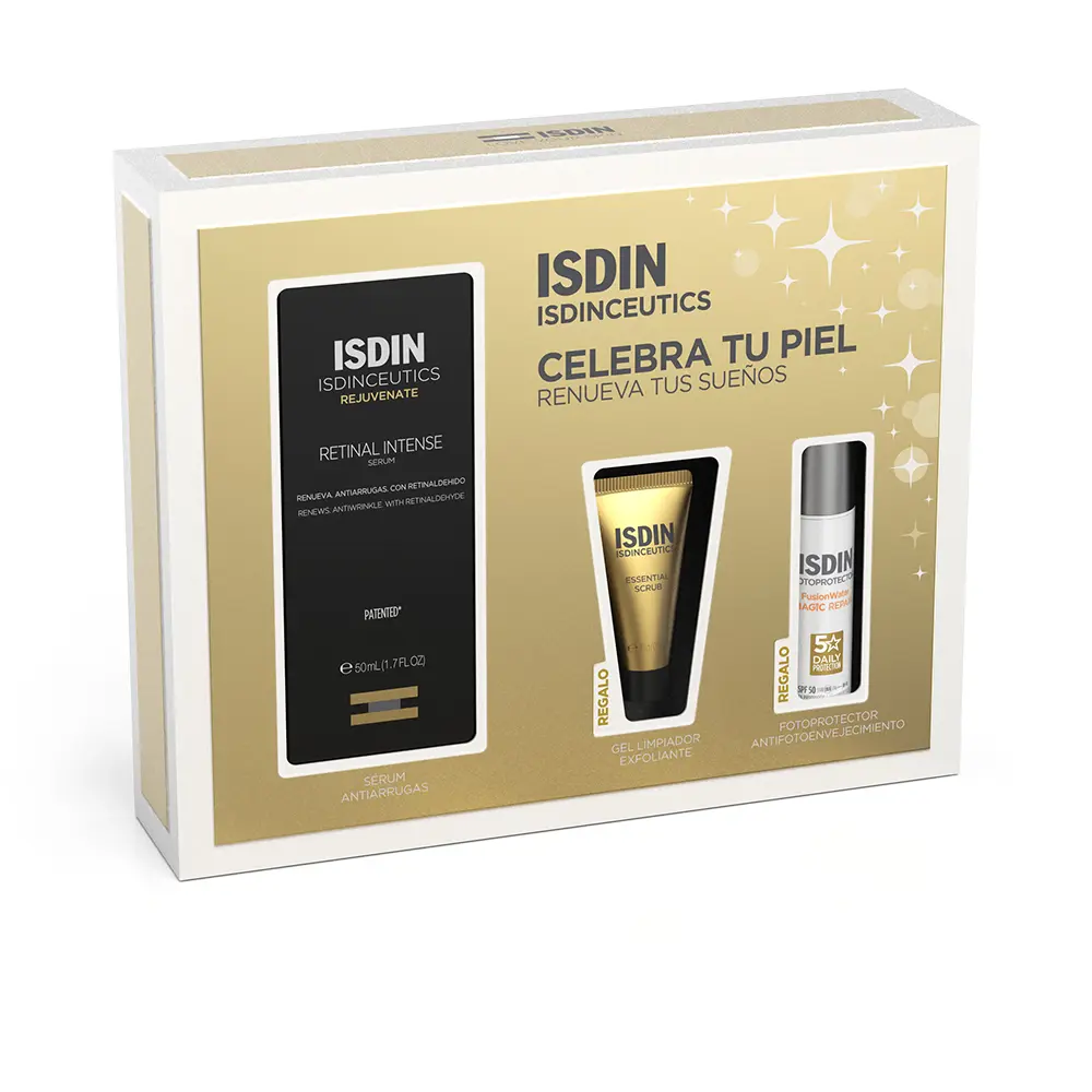 ISDIN ISDINCEUTICS RETINAL INTENSE SERUM Set 3 pcs Anti-wrinkle serum 50 ml + Exfoliating cleansing gel 10 ml + Anti-photoaging sunscreen 15 gr