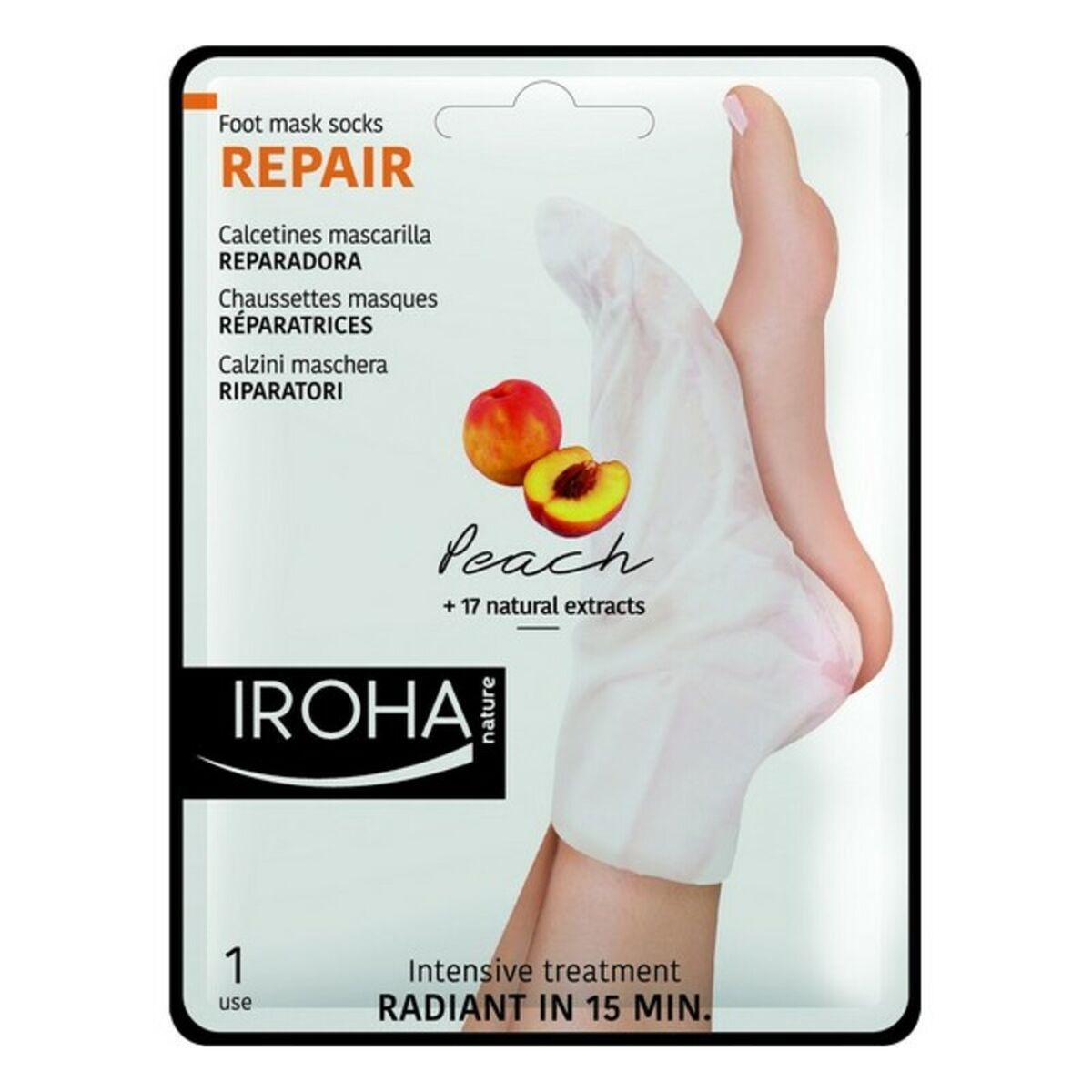 Iroha Nature Peach Μάσκα Αναζωογόνησης για Πόδια 18ml