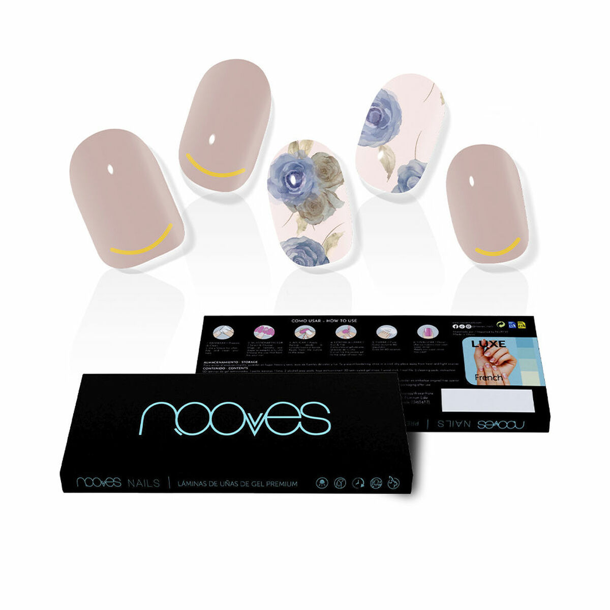 NOOVES NAIL GEL FILMS elegant floral premium luxe #metallic 20 u