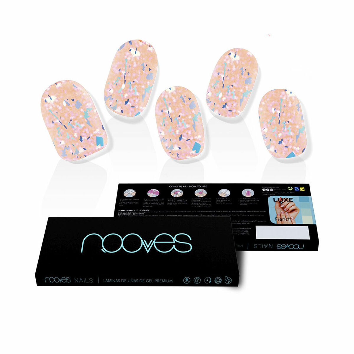 NOOVES GEL NAILS peach galettes premium luxe #metallic 20 u