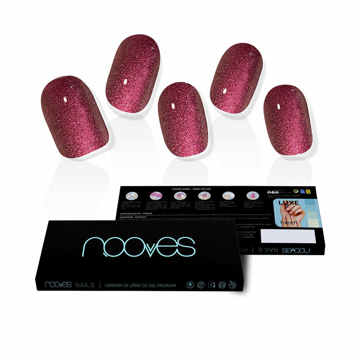 NOOVES GEL NAILS ruby claret premium #glam glitter 20 u