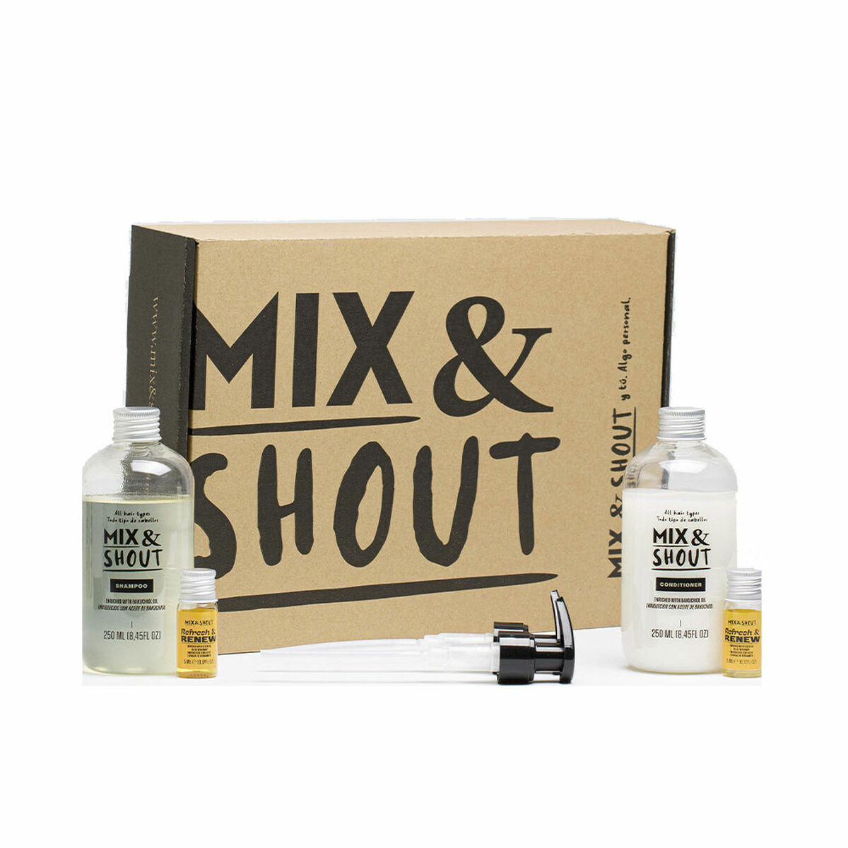 MIX & SHOUT ROUTINE REPAIR LOT 4 pcs All hair types shampoo 250 ml + ALL HAIR TYPES conditioner 250 ml + 2 Refresh & Renew boosters 5 ml + 2 dispensers