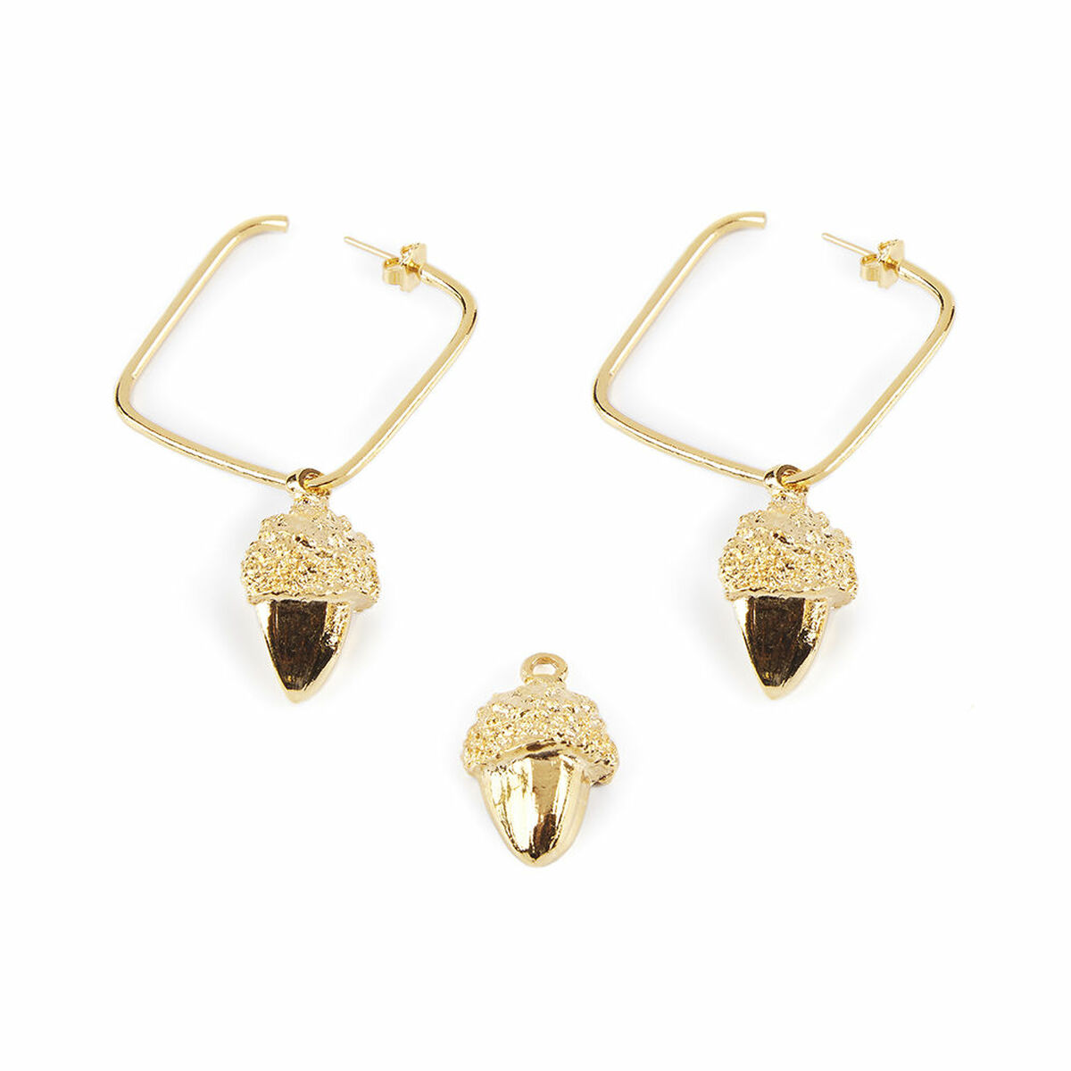 SHABAMA SQUARE ACORN earrings #shiny gold 1 u