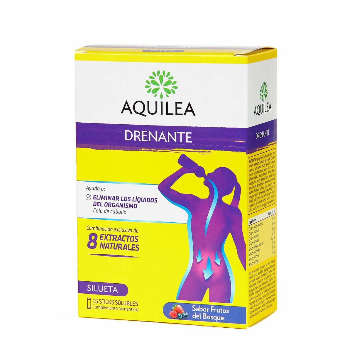 AQUILEA Drenante con Sabor a Frutos del Bosque 15 Sticks Solubles