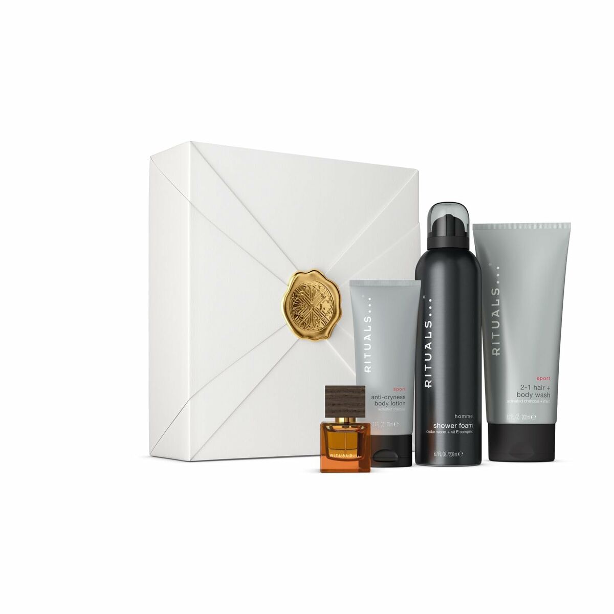 Rituals Homme SetEdp Spray 15ml/Foaming Shower Gel 200ml/Shampoo 200ml/Body Lotion 70ml  - 1 set x 485 ml