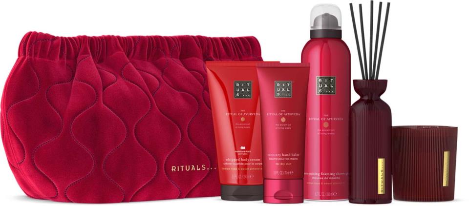 Rituals Ayurveda Large Giftset 2025 Candle 140g/Hand Balm 70 ml/Foaming Shower Gel 50 ml/Body Cream 150ml/Mini Fragrance Sticks 70ml   set x 480 ml