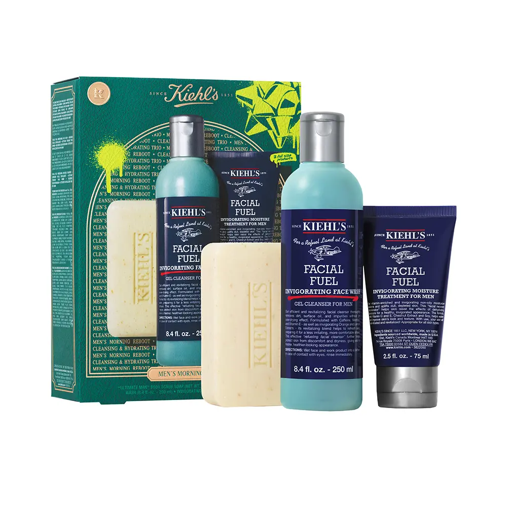 3605973049802.webp KIEHL'S FACIAL FUEL set 3 pcs Body Exfoliating Soap 200g + Facial Cleanser 250ml + Moisturizing Treatment 75ml - Image 1