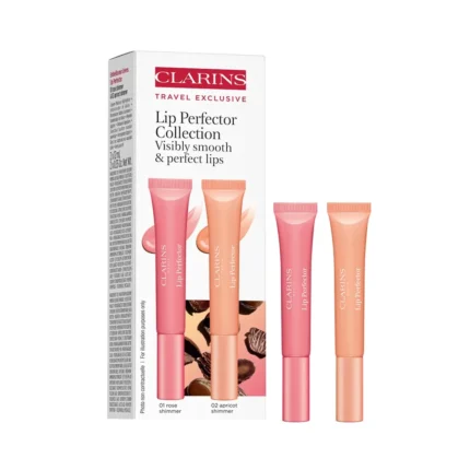 Clarins Natural Lip Perfector Set#01 Rose Shimmer 12ml/ #02 Apricot Shimmer 12ml  set x 24 ml