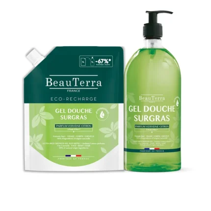 BEAUTERRA VERBENA LEMON GEL + REFILL SET 2 pcs Shower gel 1000 ml + Shower gel refill 1000 ml